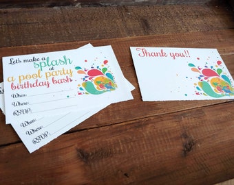 handmade kids pool party invitations etsy