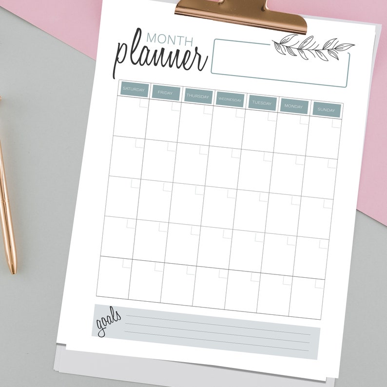 Day Planner Monthly Calendar at Jordan Duval blog