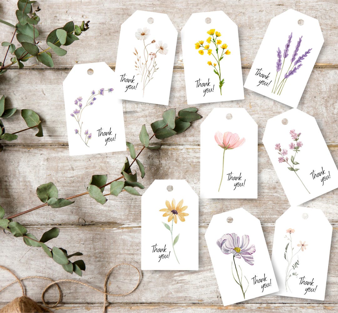 Watercolor Wildflower Gift Tags: Printable Floral Thank You Tags ...