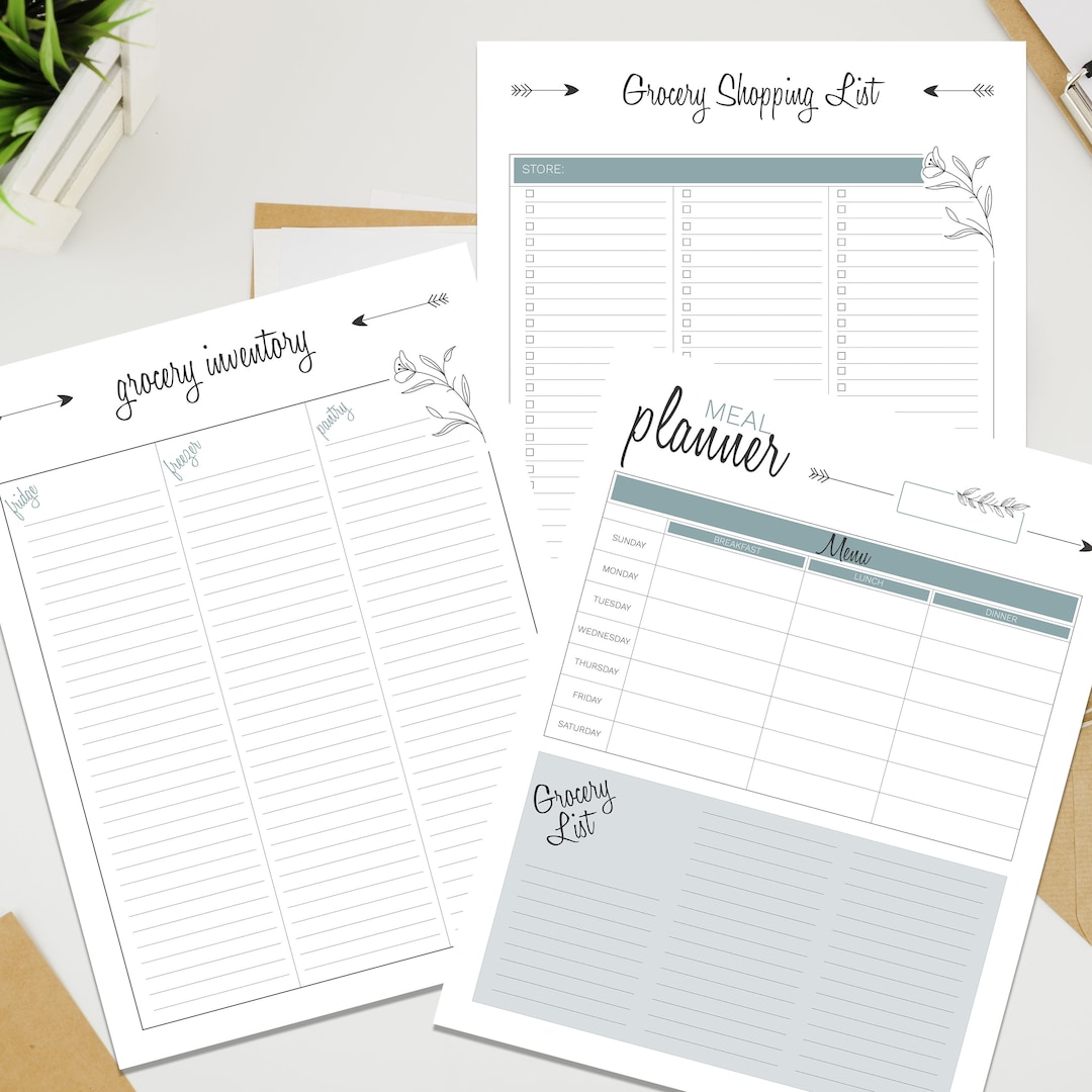 Printable Meal Planner Templates: Grocery List, Inventory (PDF) - Etsy