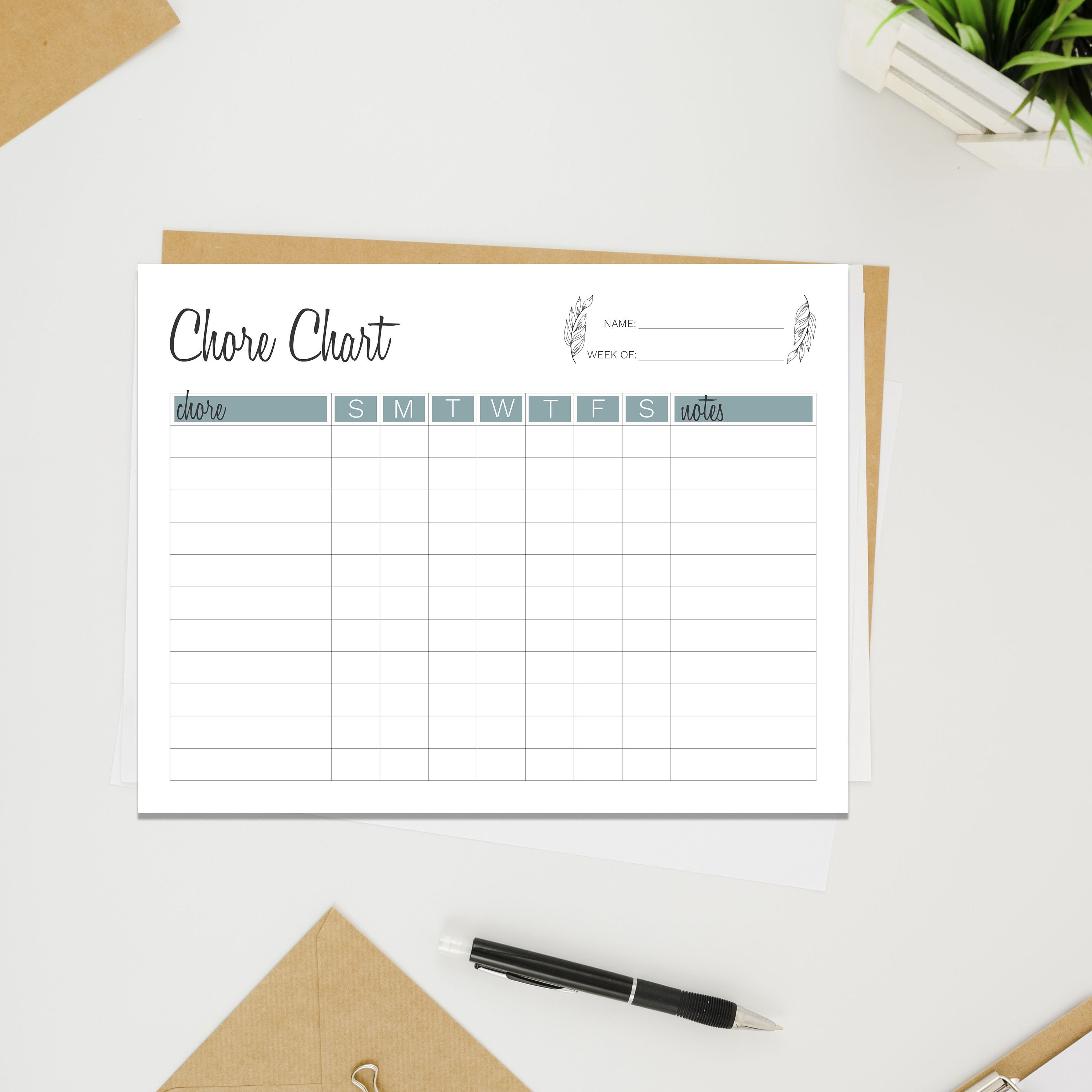 Chore Chart Printable - Etsy