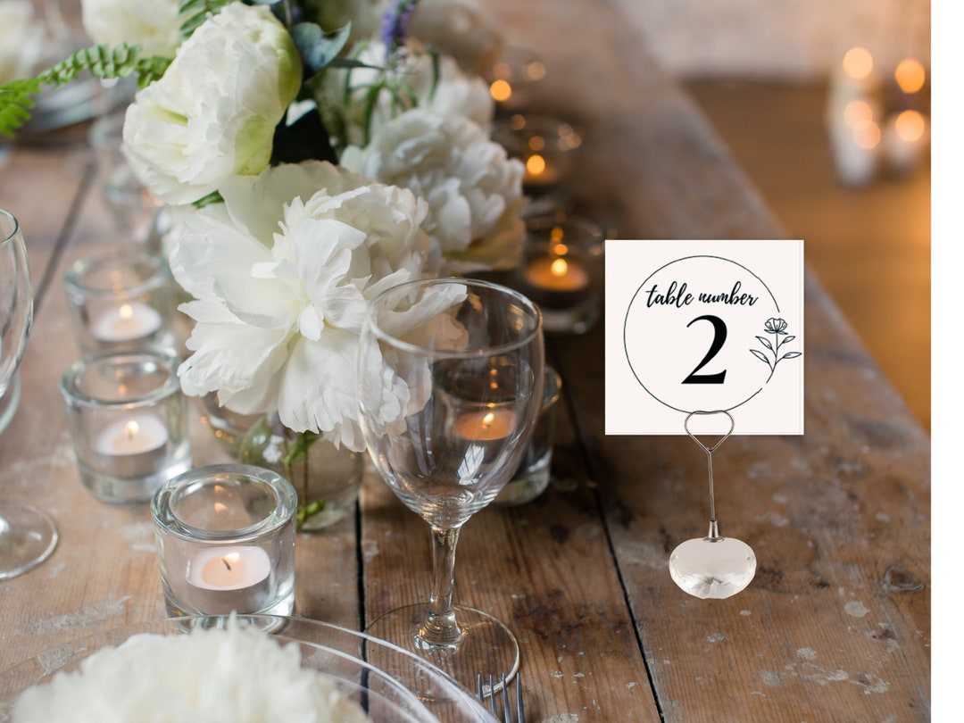 Printable Square Table Number Signs Wildflower Frame Instant Download