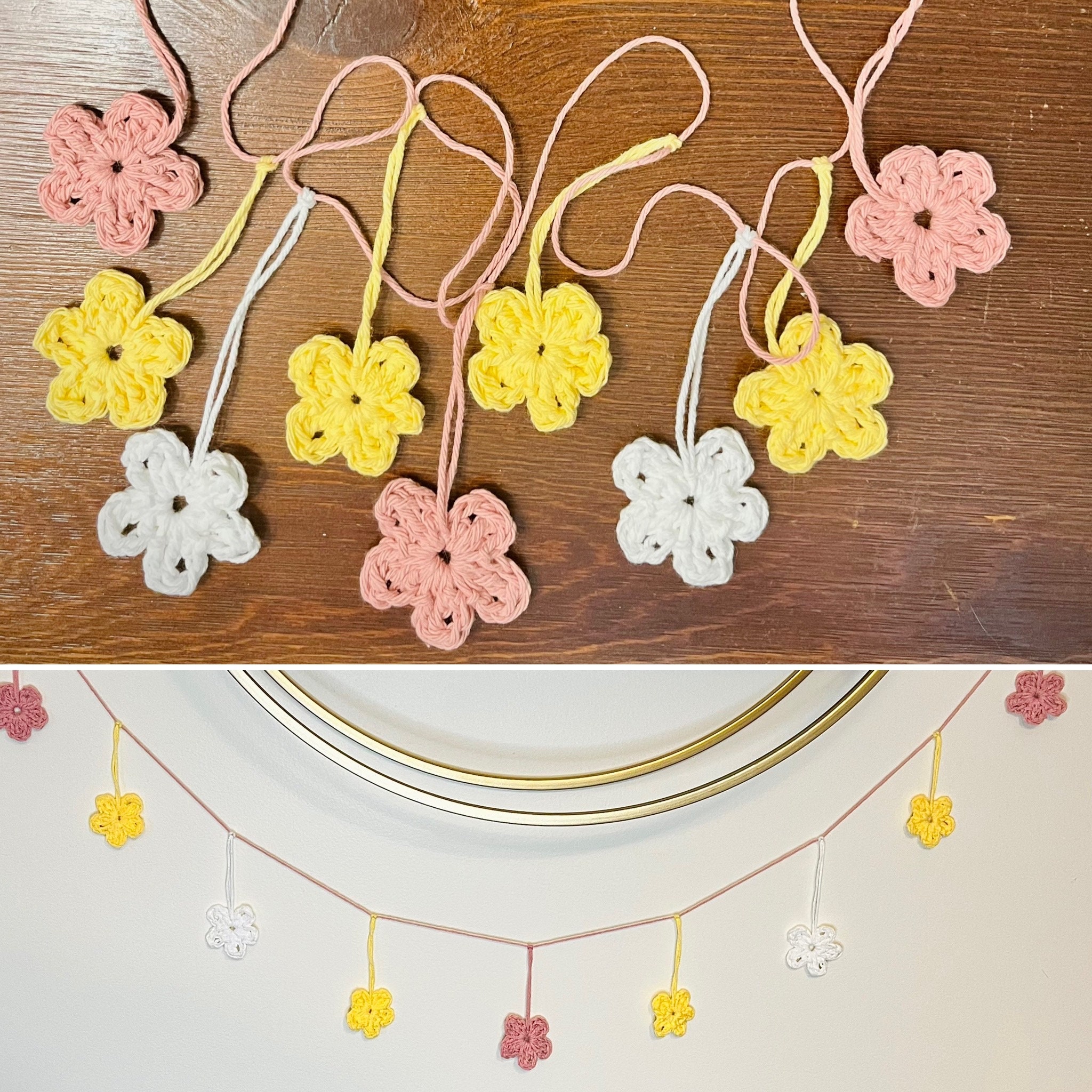 Festive Flower Garland // Cute Crochet Dangling Flower Garland ...