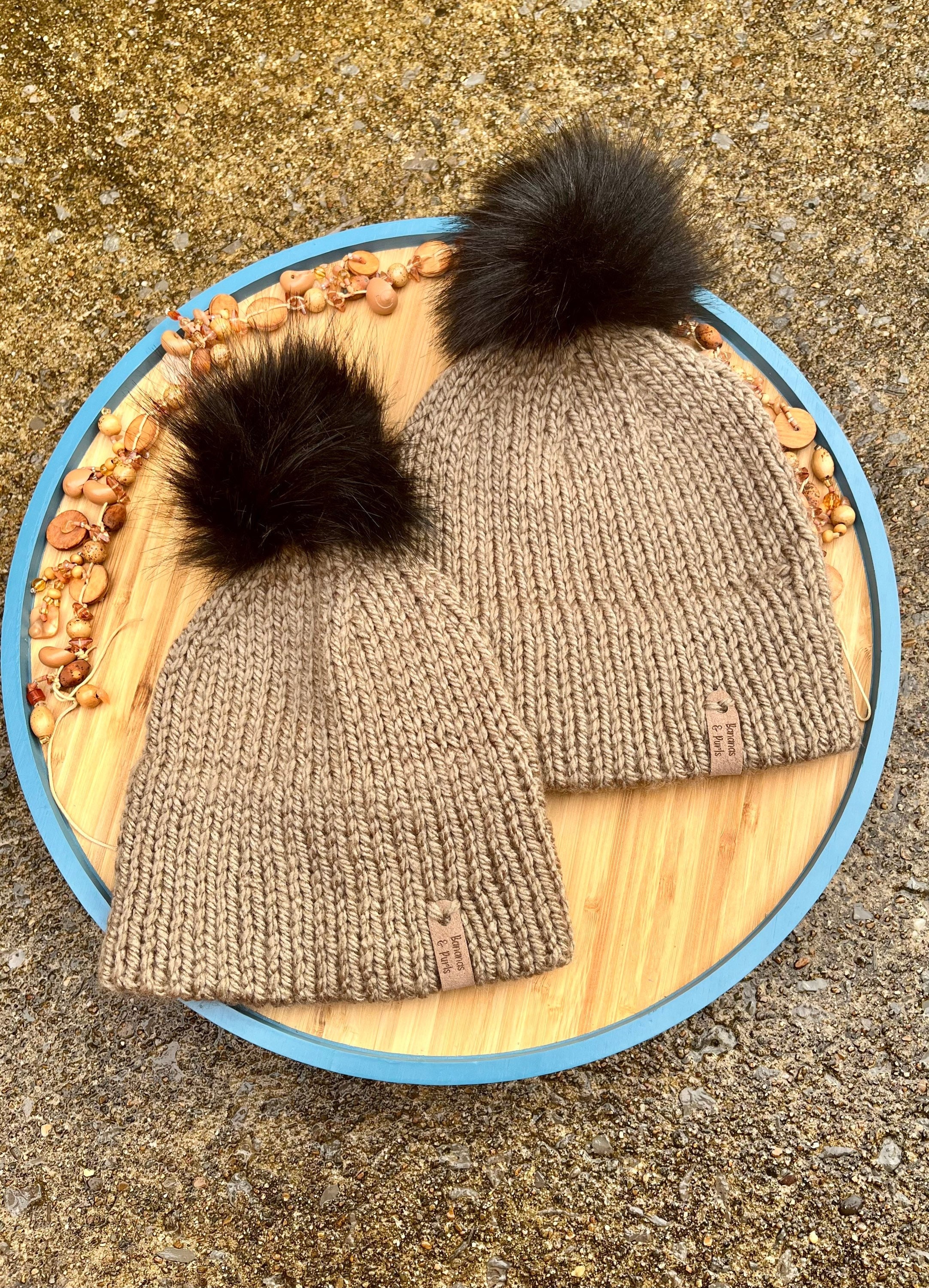 NIB 2 pc Beanie set Mommy and Me. Wine Or Cream (Price For 1 Set) Mud Pie Cream Mommy and Me Beanies – Baby Blossom Company main image 4