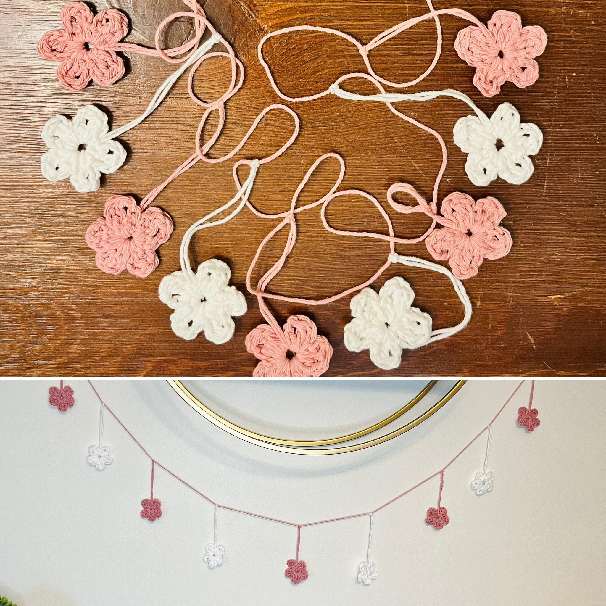 Festive Flower Garland // Cute Crochet Dangling Flower Garland ...