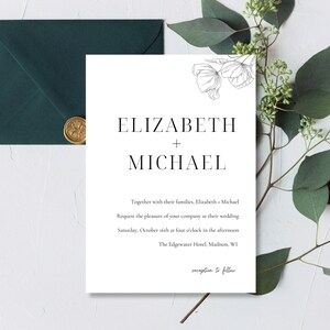 Classic Wedding Invitation Suite, Wedding Invitation Template Download, Editable Modern Wedding Invite, Instant Download, Elizabeth image 2