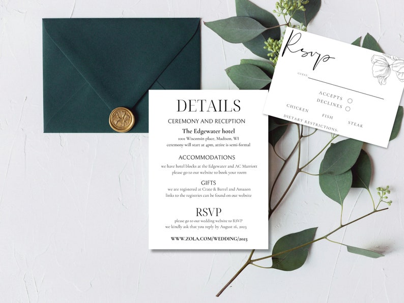 Classic Wedding Invitation Suite, Wedding Invitation Template Download, Editable Modern Wedding Invite, Instant Download, Elizabeth image 4