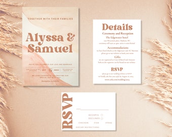 Boho Wedding Invitation Suite, Wedding Invitation Template Download, Editable Modern Wedding Invite, Instant Download, Alyssa