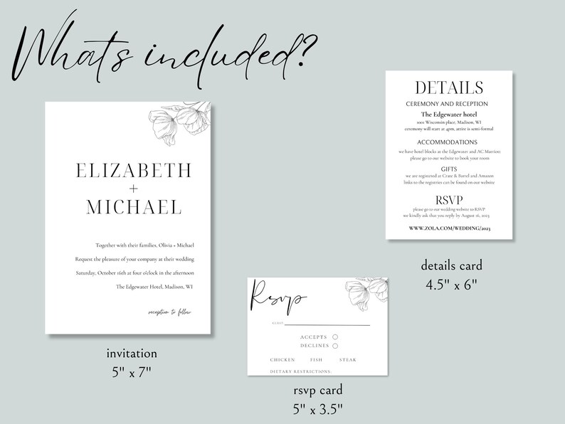 Classic Wedding Invitation Suite, Wedding Invitation Template Download, Editable Modern Wedding Invite, Instant Download, Elizabeth image 5