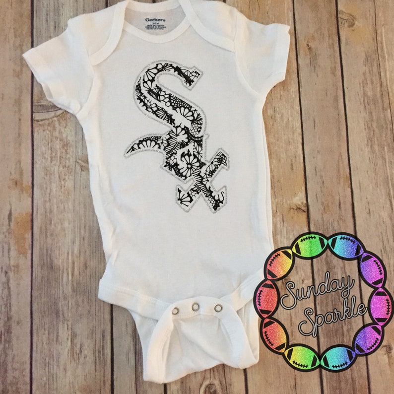 Chicago White Sox Baby Baby White Sox Outfit Chicago White Sox Baby Bodysuit Chicago White Sox Lace Logo Baby Baseball outfit