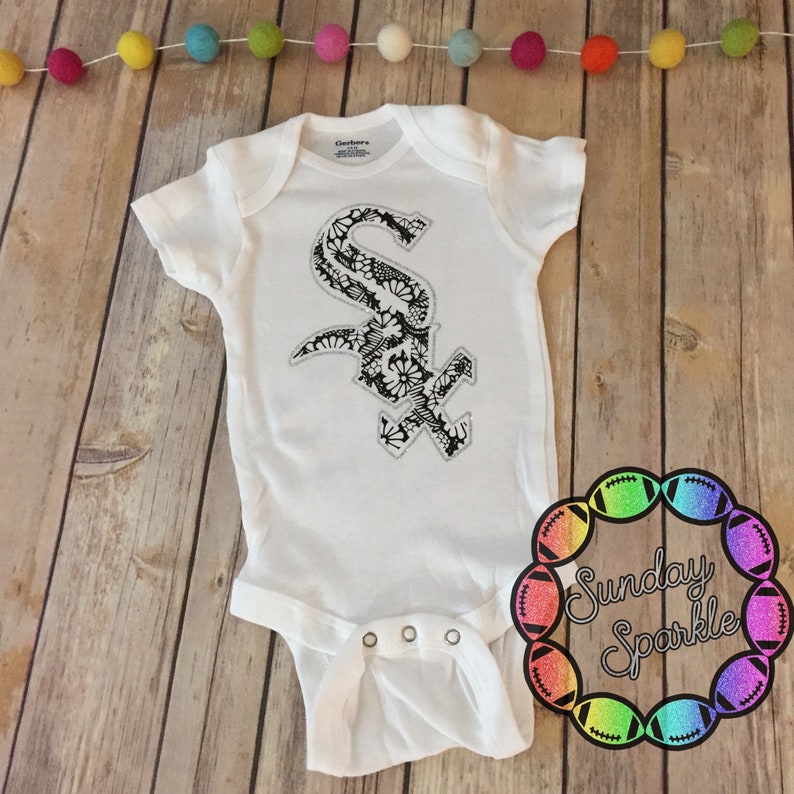 Chicago White Sox Baby Baby White Sox Outfit Chicago White Sox Baby Bodysuit Chicago White Sox Lace Logo Baby Baseball outfit