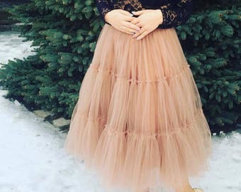 Bridesmaid Skirts, Special occasion, Casual, Tea Length Tulle Skirt/ Tutu Skirt.
