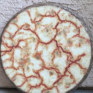 Pizza: Original Mixed Media Painting by Tazz. Circular Painting on Canvas 24&quot; Diameter. Ready to Hang.