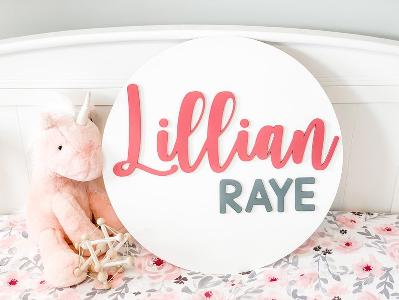 Nursery Name Sign | 3D Custom Name Sign | Custom Round Nursery Sign ...
