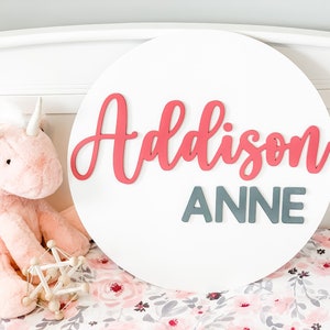 Nursery Name Sign | 3D Custom Name Sign | Custom Round Nursery Sign | Baby Name Sign
