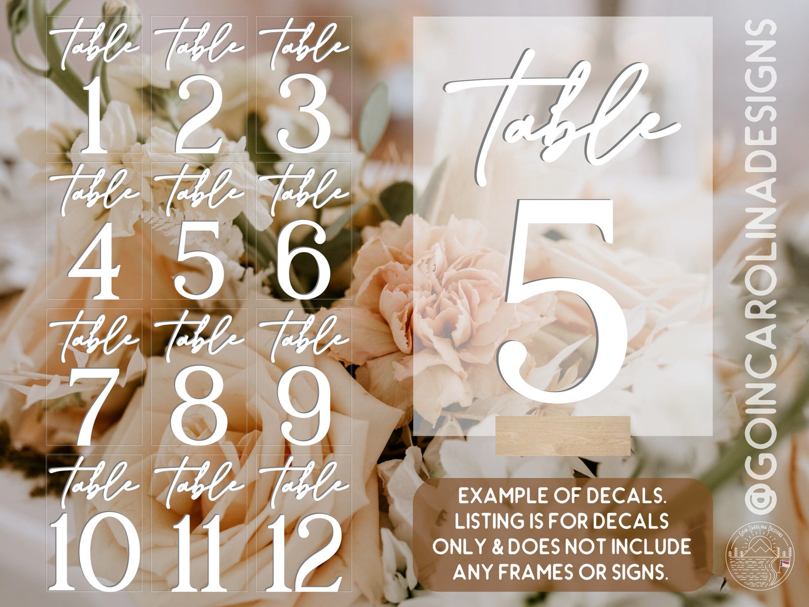 Vinyl Table Number Decals Vinyl Decals Table Decor Etsy