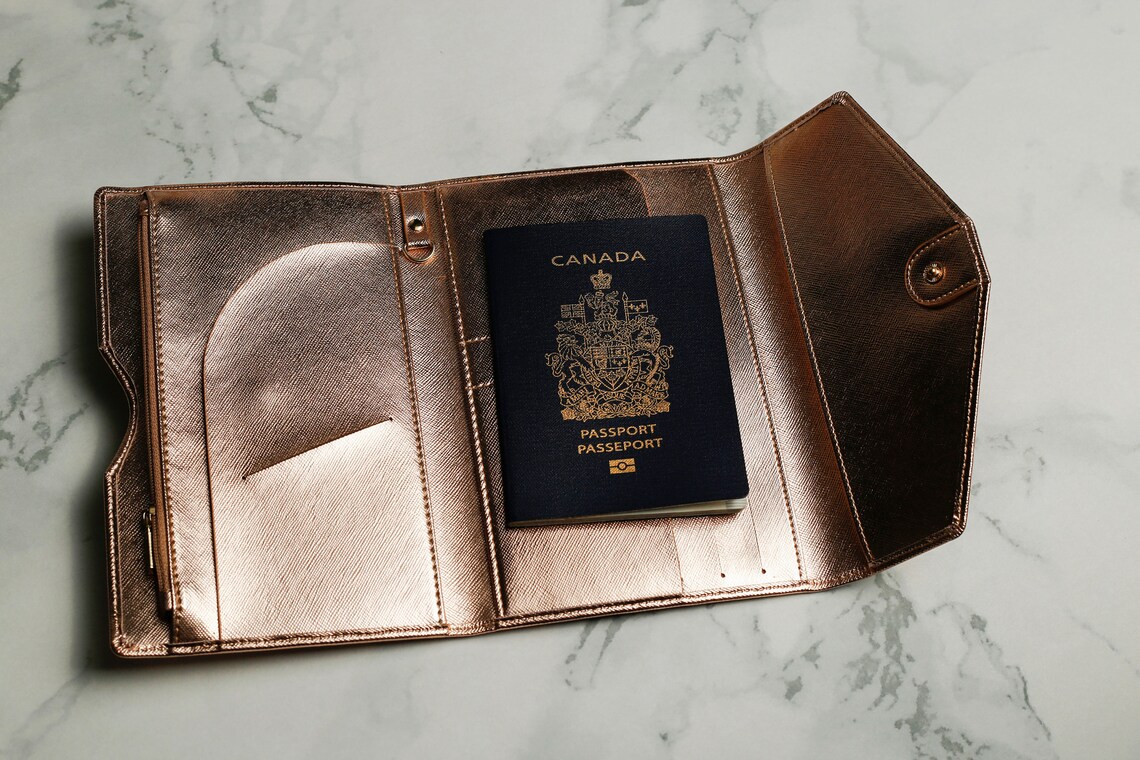 Large Passport Cover Passport Wallet Passport Holder Leather Rose Gold