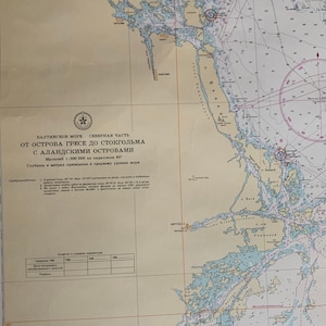From Grese Island to Stocholm with Åland Islands, Vintage Swedish Map, Baltic Sea