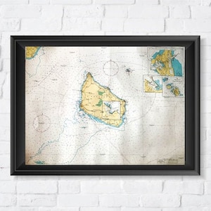 Old Bornholm Island Denmark Map, Vintage Danish 1942, Mappa vecchio stile