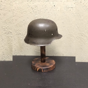 Vintage wood hat holder, helmet stand