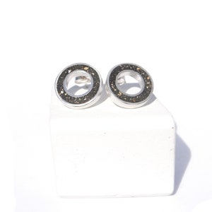 Cookie circle earrings with concrete, geometrical earrings, silver earrings, handmade jewelry, gift for her, stud earrings image 2