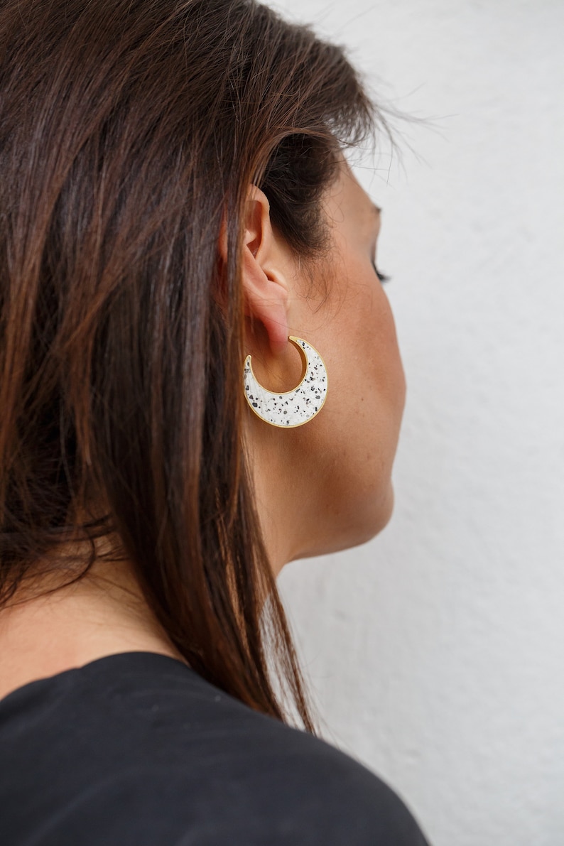 Hoop earrings, silver hoops, silver jewelry, concrete jewelry image 2