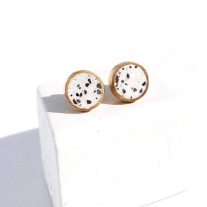 Small circle studs, modern jewelry, gold studs, geometrical earrings, concrete jewelry, silver studs, silver earrings, self gift image 9