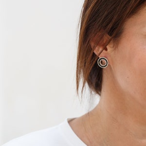 Cookie circle earrings with concrete, geometrical earrings, silver earrings, handmade jewelry, gift for her, stud earrings image 9