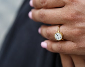 Circle ring, adjustable ring, concrete ring, Geometric Concrete Ring, gold plated silver ring, minimalist band