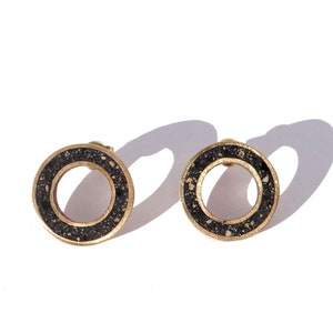 Cookie circle earrings with concrete, geometrical earrings, silver earrings, handmade jewelry, gift for her, stud earrings image 3