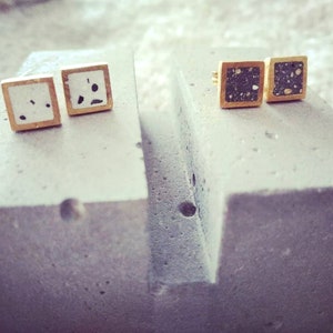 Square studs, mini studs, ear studs silver, silver earrings, minimal jewelry, everyday earrings, concrete jewelry image 4