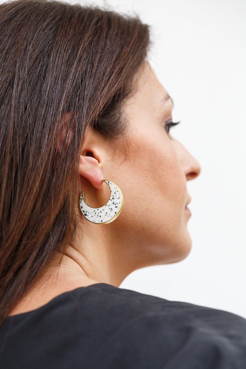 Hoop earrings, silver hoops, silver jewelry, concrete jewelry image 5