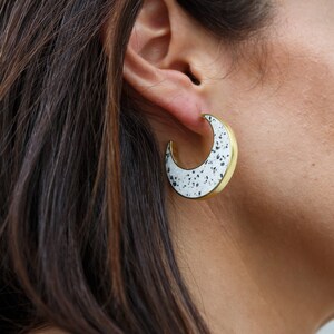 Hoop earrings, silver hoops, silver jewelry, concrete jewelry image 1