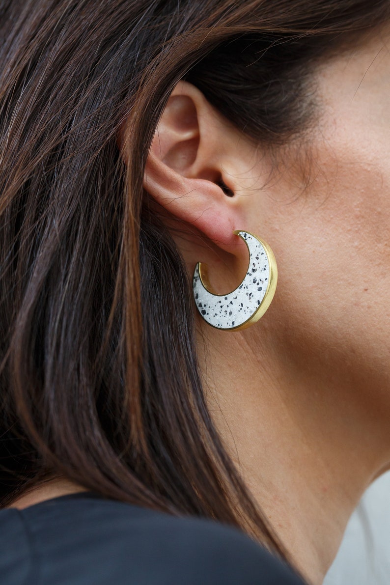 Hoop earrings, silver hoops, silver jewelry, concrete jewelry image 1
