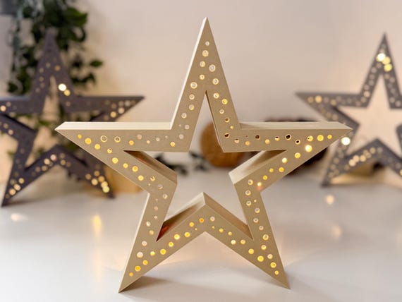 LED Stern mit Timer | Weihnachtsstern mit Lichterkette | Moderne Weihnachtsdeko | Batteriebetrieb | Tischdeko Weihnachten