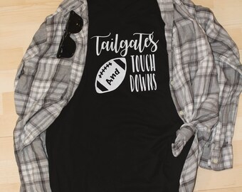 Tailgates and Touchdowns Shirt // Fashion Shirt // Fashion Graphic Tees // Cute Football Shirt // V-Neck Tee