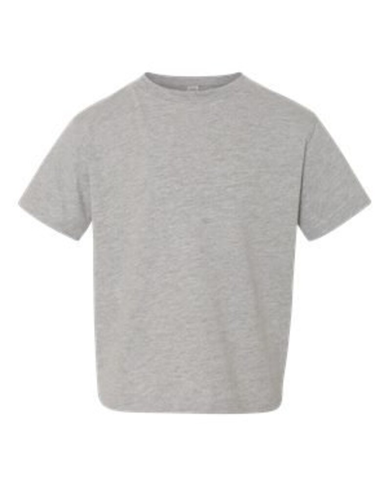 May include: A heather gray short-sleeved t-shirt.