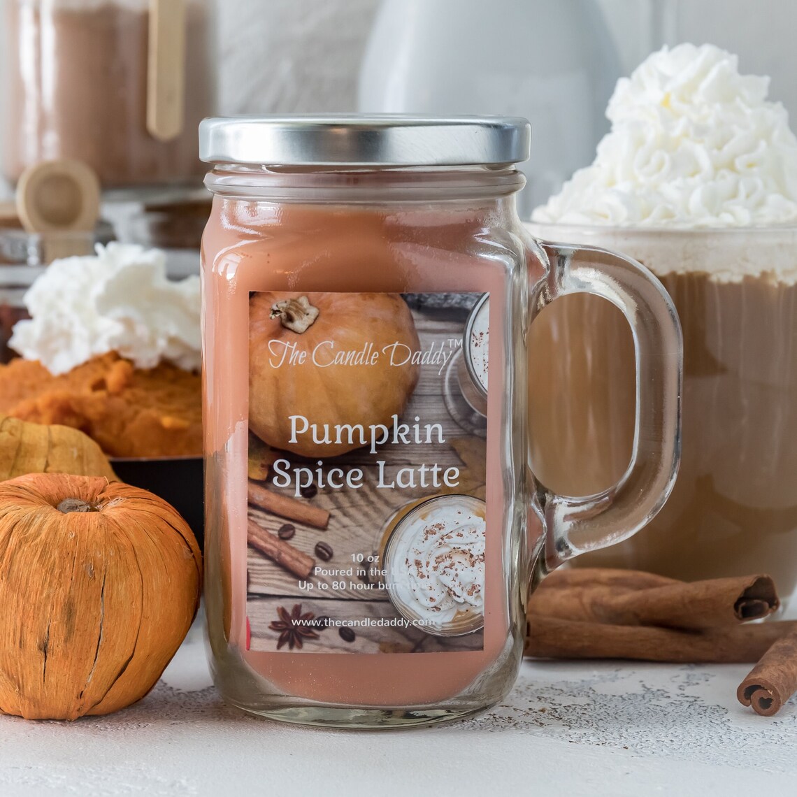 Pumpkin Spice Latte Scented Candle 10 Ounce Mason Jar with Etsy