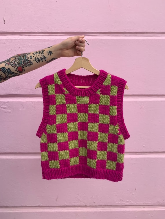 Meganfaithmakes Checkered Sweater Vest Knitting Pattern PDF