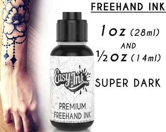 Easy.ink™ Freehand Temporary Tattoo Ink ,SUPER DARK INK. Fruit Based Semi-Permanent Tattoo Ink, Natural & Waterproof. No Chemicals.