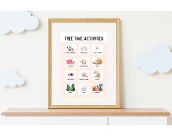 Cream & White Free Time Activities Illustrated Poster for Families - Sunday Fun Educational Wall Art
