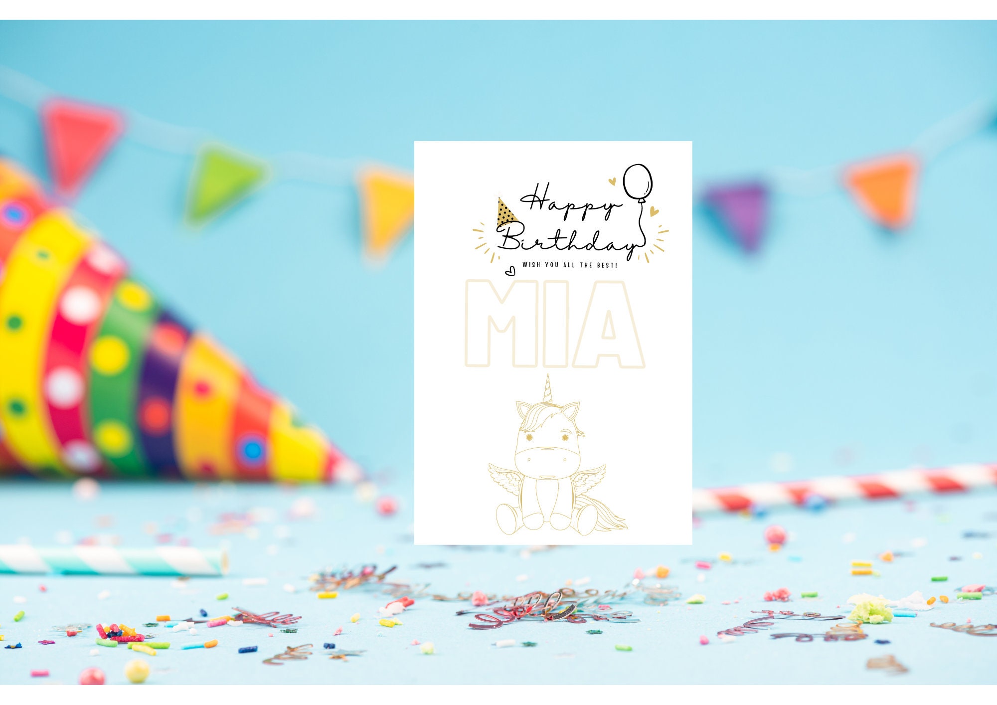 Personalized Printable Birthday Coloring Card for Kids Custom Name ...