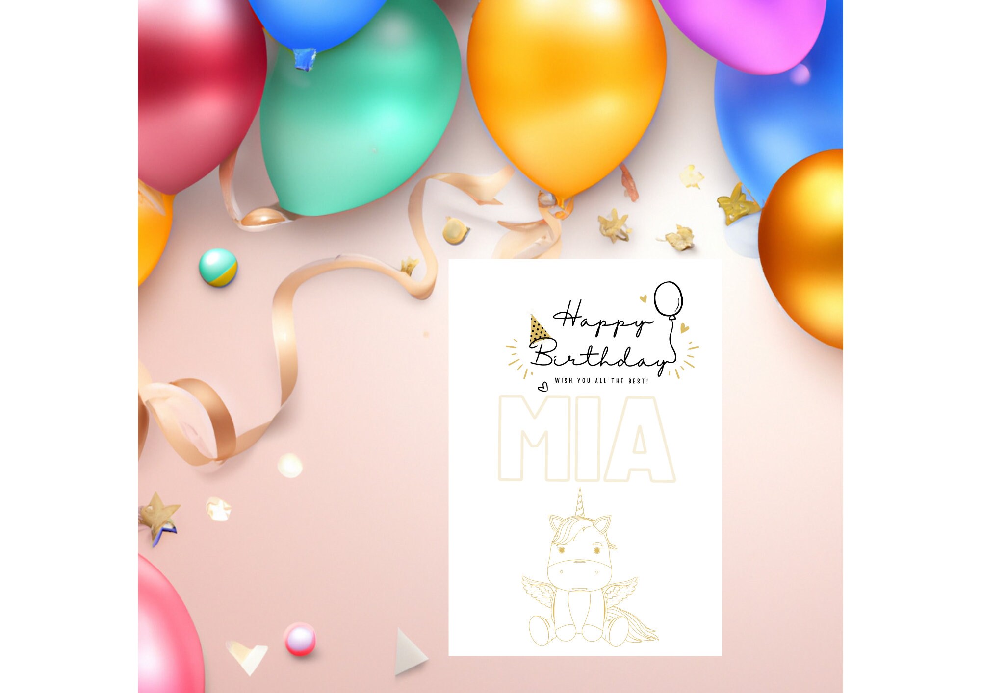Personalized Printable Birthday Coloring Card for Kids Custom Name ...