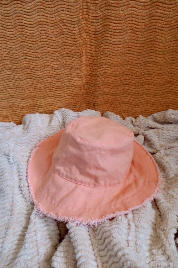 Peachy Pink Frayed Edge Bucket Hat Frayed Corduroy Bucket Hat - Pink Lemonade –Kulani Kinis main image 4