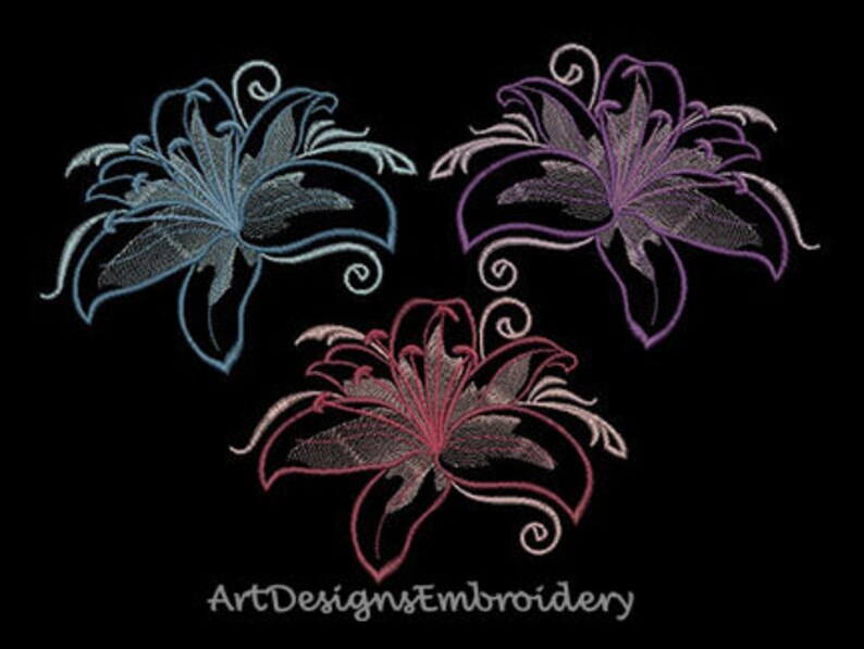 Embroidery lilies machine embroidery design lilies Etsy