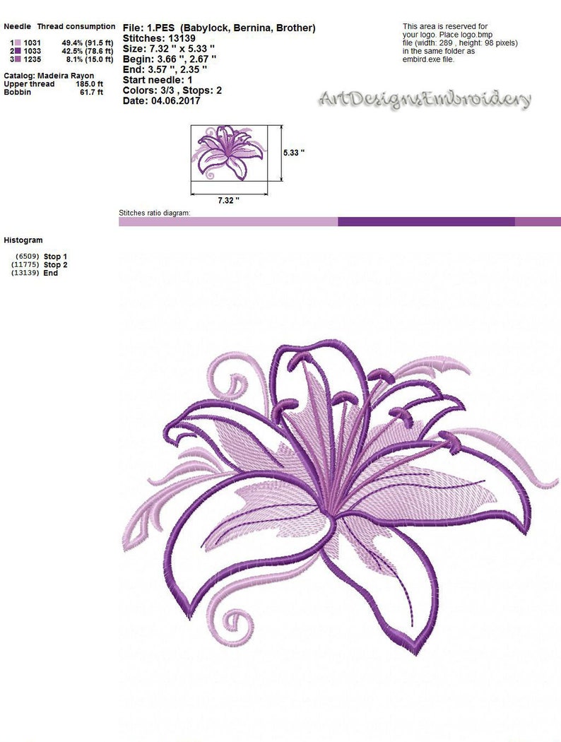 Embroidery lilies machine embroidery design lilies Etsy