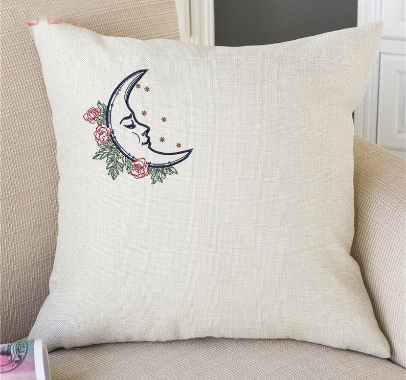 Crescent Moon Romantic Machine Embroidery Design Moon Etsy