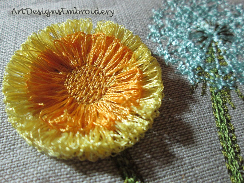 Dandelion fringe machine embroidery design embroidery  etsy Dandelion fringe machine embroidery design embroidery  etsy