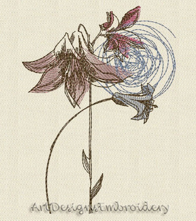 Lilies machine embroidery design embroidery Lilies machine Etsy
