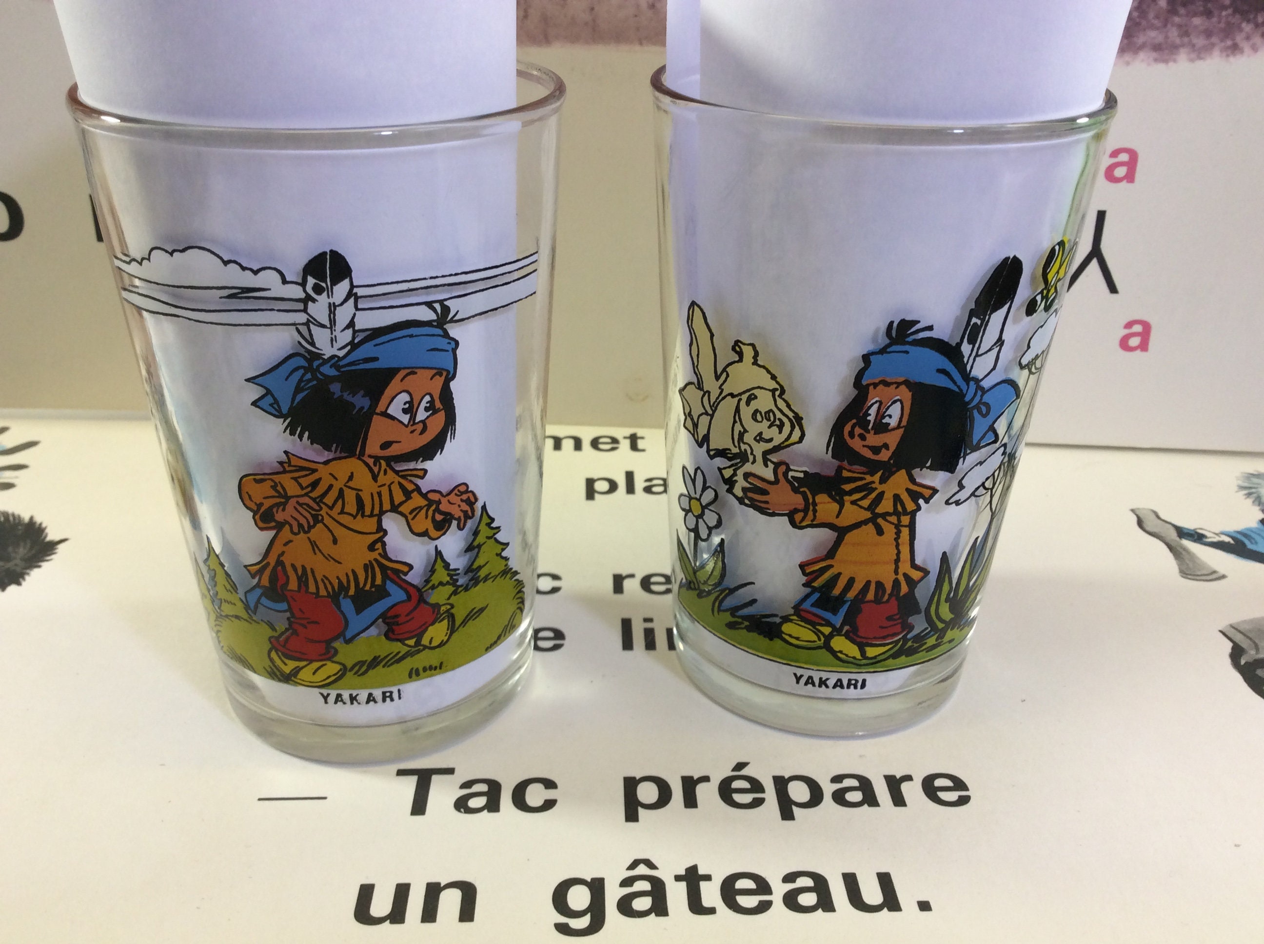 2 Verres Yakari - 2 Verres à Moutarde Little Thunder Nanabozo Double Dent Mignon Garçon Amérindien